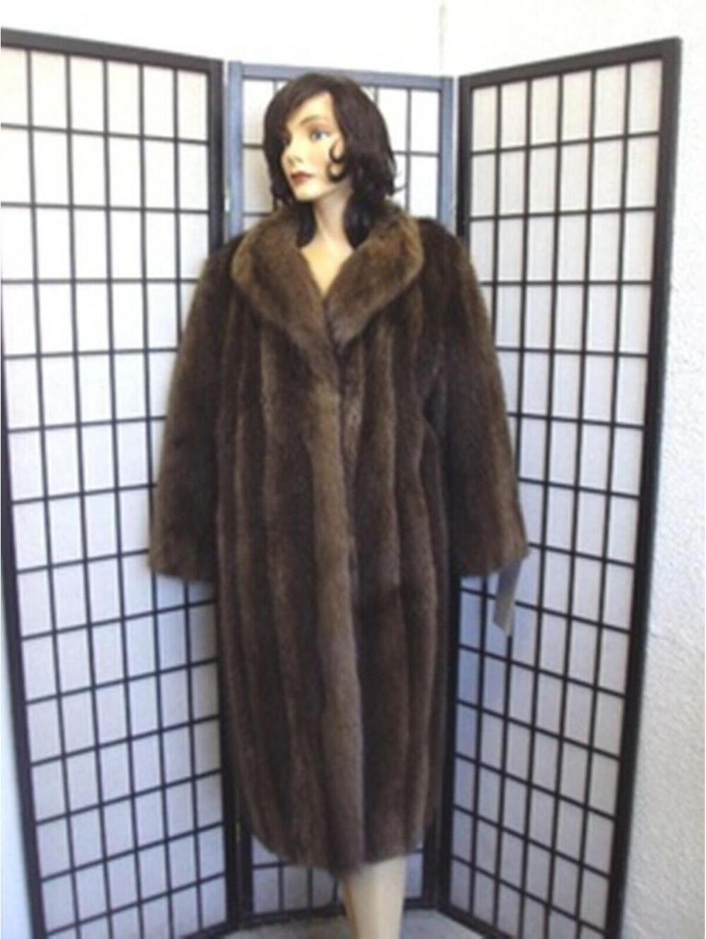 NEW REFURBISHED LONG HAIRED BEAVER FUR COAT JACKET W/ FISHER TRIM WOMEN WOMAN 4
